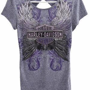 Harley-Davidson Black and Silver Embellished Tee